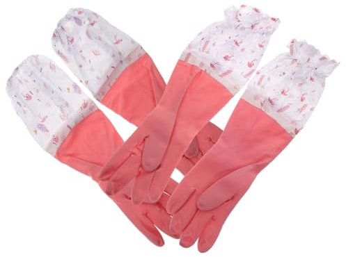 minkissy 2 Pairs of Heavy Duty Kitchen Cleaning Gloves Waterproof Non-slip Thicken Pvc Soft Lining Large Size Suitable for Dishwashing Laundry