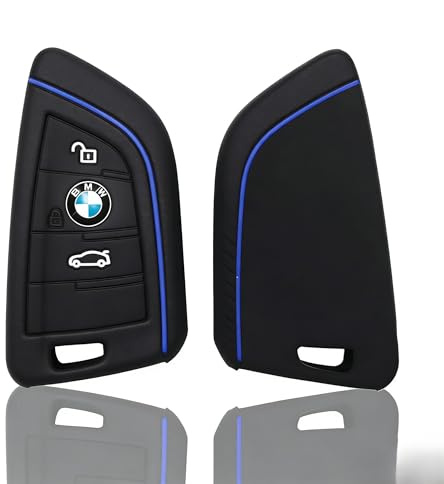 BRIOTA Custodia per chiave auto, 3 tasti, Smart Key auto, in silicone, per BMW 1 2 3 5 6 7 Series Active Tourer F21 F45 F46 F48 X1 F48 F48 (nero blu)