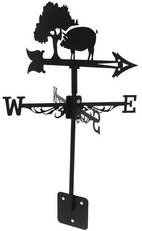 PAMINGONO Bezaubernde Wetterfahne in Schweineform Gartendekoration Aus Metall Windrichtungsanzeiger Fürs Dach Wetterfahne Fürs Dach Dekorativer Pfahl Im Landhausstil