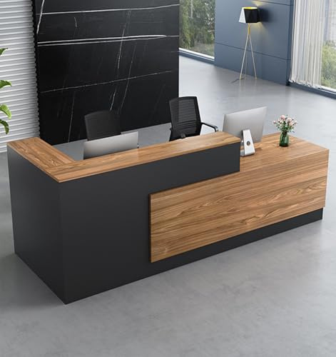 UKETO Moderne Empfangstheke aus Holz - Empfangstresen für Büros multifunktionaler Empfangstisch mit großzügigem Stauraum Geeignet für Büros Rezeptionen Hotels (B Farbe (rechts hoch), 180CM)