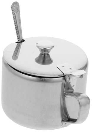 HOLIDYOYO Pot à Épices en Acier Inoxydable avec Couvercle et Cuillère, Récipient à Condiments Argenté, Conserve la Fraîcheur, Cuisine et Restaurants