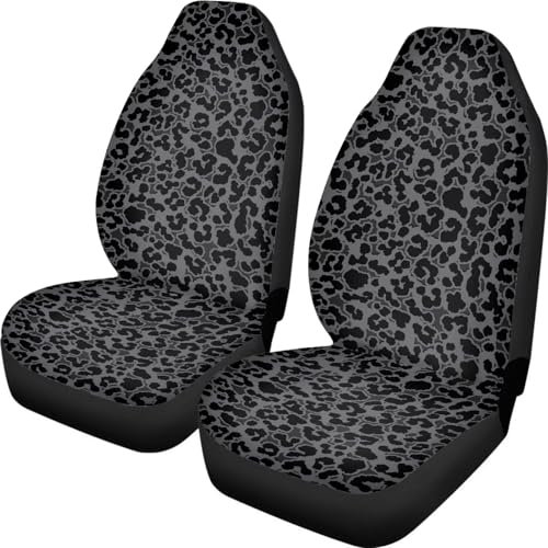 Biyejit Leopard Autositzbezüge-Set, rutschfest, Auto-Vordersitzpolster, dekorativer Fahrzeugschalensitzbezug, Schutz, Autozubehör, universelle Passform für Auto, SUV, LKW, Van, 2 Stück