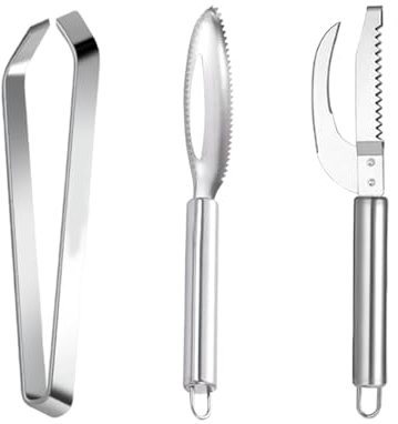 anneratteryer Pinzas pescado espinas Escamador de pescado 3 Unidades de acero Inoxidable Descamación de Pescado Profesional Utilice un Raspador de Pescado para Quitar las Escamas y Espinas del Pescado