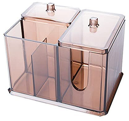 Distributeur de cotons-tiges en acrylique avec couvercles - Marron