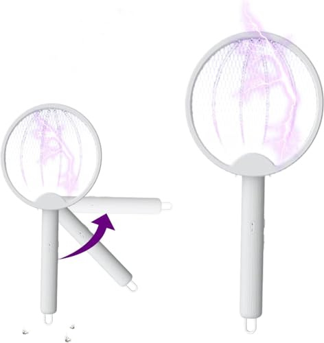 HWLWGFD Electric Fly Swatter, Foldable Fly Killer Electric Mosquito Swatter USB-C Rechargeable Bug Zapper Racket with Light Wave Mosquito Attraction & Large Area Capture for Outdoor, Indoor