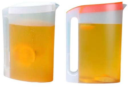 2 Stück Wasserkanne Kunststoff Wasserkrug Mit Deckel Und Filter, 2200ml Wasserkaraffe Saftkanne Teekanne Kühlschrankkrug Mit Griff Für Limonade, Säfte, Getränke, Milch, Heiße/Kalte Wasser