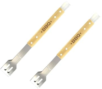 Fackelmann 9310650 Deux Pinces pour barbecue, pince géante à barbecue, Bois d'hévéa, Acier inoxydable, Brun, 39 cm