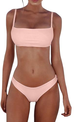 Generico Costumi Donna Mare Costumi da Bagno per Donna a Due Pezzi Bikini Push Up Imbottito Reggiseno Bikini Top e Triangolo a Vita Bassa Curvy Brasiliano da Spiaggia Piscina Swimwear