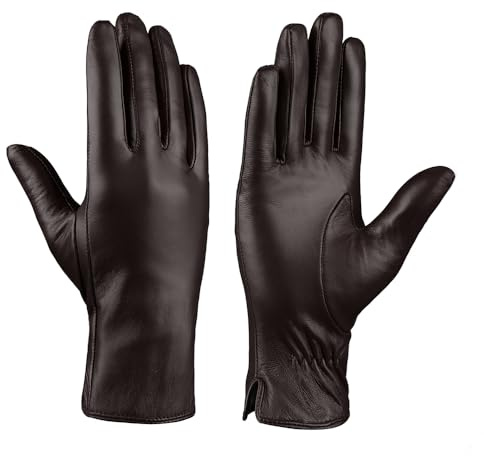MGGMOKAY Damen Lederhandschuhe Kaschmir gefüttert Warmer Winter Autofahren Handschuh