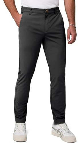 Elegancity Mens Classic-Fit Chino Trousers Stretch Smart Cotton Trousers for Men Casual Water-Repellent Stain-Resistant Formal Business Office Pants, Grey XL