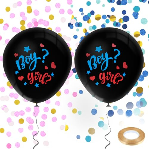 2Pcs Gender Reveal Balloons, Jumbo 36 Inch Baby Gender Reveal Balloon with Pink and Blue Confetti, Boy or Girl Genders Reveals for Baby Shower & Genders Reveals Ideas Party Decorations