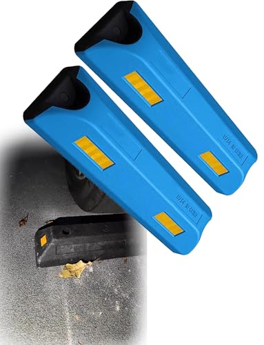 Robuster Gummi-Radstopper, rutschfester Radstopper, gut sichtbarer Parkplatzblock for Garage, Einfahrt und Parkplatz(Blue)