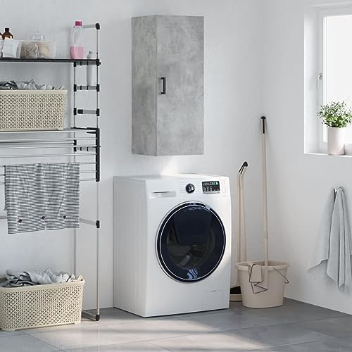 Nqyjm - Mueble de almacenamiento suspendido con estantes y puerta de armario para pared, color gris hormigón, 34,5 x 34 x 90 cm, armario flotante, pared para cocina, cuarto de baño, salón, modelo 3
