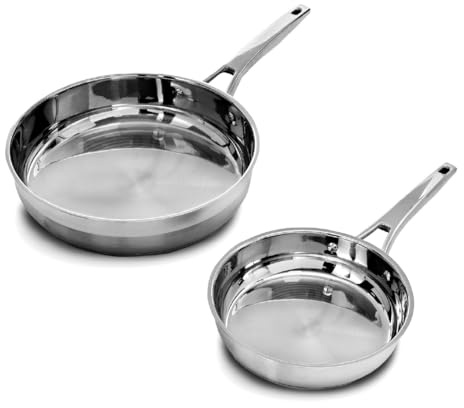 Blackmoor 2-Piece Stainless Steel Frying Pan Set/High Grade, PFAS-Free, Suitable for All Hob Types Including Induction and Oven Cooking/Pro Range 68269