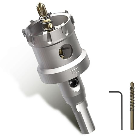 40mm TCT Hole Saw Tungsten Carbide Cutter for Metal & Wood, with Hex Key | Tungsten Carbide Teeth, Fast Chip Removal, Includes Hex Key & Drill Bit