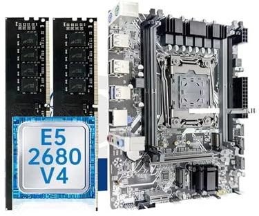 Placa Madre Placa Base for Juegos Fit For SOYO X99 con CPU Intel Xeon E5 2680 V4 y DDR4 8Gx2 de 2133 MHz, Memoria RAM ECC de Doble Canal M.2 NVME for PC de Escritorio.