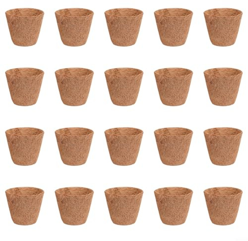 Paquete de 20 macetas biodegradables de coco de coco, bolsas de vivero con diseño transpirable para arándanos y plantas de jardín, varios tamaños (tamaño grande 10 x 10)
