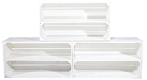 Vinterior XXL weiße Shabby Chic Holzkiste für Schuhregale (3er Set)
