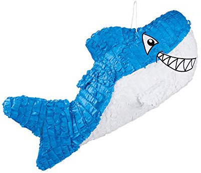 PARTY DISCOUNT® Pinata blau-weißer Hai, 27x60 cm