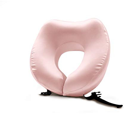 THXSILK Reisekissen Flugzeug mit abnehmbarem Kissenbezug aus Seide, Ideal für Reise Büro und Haus Nackenkissen mit stützenender Funktion Nackenhörnchen Weiches Nackstützenkissen (Charme Rosa)