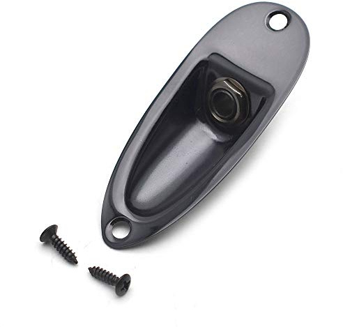 SAPHUE Guitar Input Jack Socket Plate Output Loaded Boat Style 1/4 Inch with Screws for Fender Stratocaster Strat St Mono Electric Guitar for Electric Guitar Replacement Parts(black)