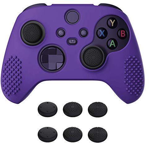 eXtremeRate PlayVital Cover Skin per Xbox Series X S Controller Joystick Custodia Protettiva Silicone Gomma Antiscivolo con 6 Copri Levette Analogiche(3D Borchiate Edizione)-Viola