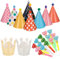 Xinstroe 26 Pezzi Cappello Festa Compleanno Bambini Adulto, Topper Compleanno, Cappellino in Carta con Corona con Pom, Partito Trombette Fischietto Decor Festa