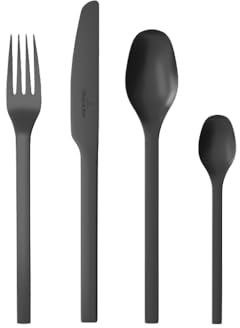 Villeroy & Boch - Manufacture Cutlery Table Cutlery Set for Up to 4 People, 16 Pieces, Stainless Steel, Black, 12-6556-9040