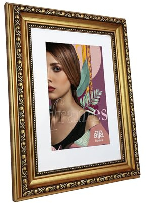 aFFa frames, Goldi, Bilderrahmen Kunststoff, photo frame, ornamental, Kunststoffrahmen, Vintage Rahmen aus Kunststoff mit Acrylglas, bilderrahmen gold 9x13 cm