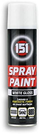 1 x 250ml 151 White Gloss Aerosol Paint Spray Cars Wood Metal Walls Graffiti