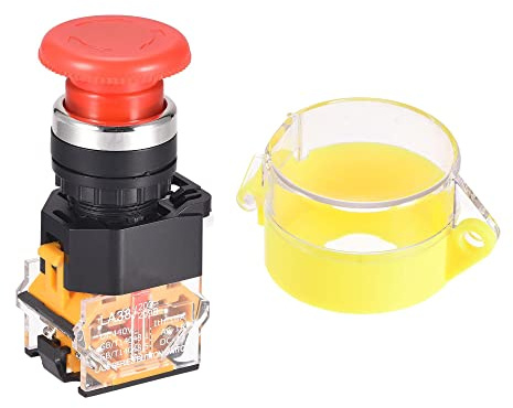 sourcing map rastend Emergency Stop Druckschalter mit Schutzabdeckung 1NO 1NC 22mm Montage