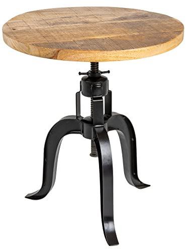 Riess Ambiente Höhenverstellbarer Beistelltisch Engineer 50cm Mangoholz Industrial Design Wohnzimmertisch Tisch Couchtisch