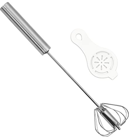 25,4 cm halbautomatischer Schneebesen, Handpresse, Rührbesen, rotierender Push-Mixer, Milchaufschäumer, Eierschläger mit eiweißem Filtertrenner zum Schneebesen, Schlagen, Rühren