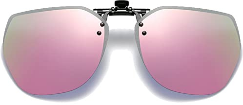 Voolga Sonnenbrillen Clip für Brillenträger, Leicht Randlose Flip up Sonnenbrille Herren Polarisiert, Polarisiert Clip Sonnenbrille ​für Autofahrer von Brillenträger (Rosa)