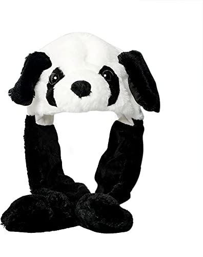 Lustige Tiermütze Plüsch Panda Mütze mit Beweglichen Ohren, Drücken der Tiermütze Machen die Ohren Bewegen Spielzeug Geburtstags Weihnachts Geschenk Cosplay Wintermütze Hut für Erwachsene Kinder