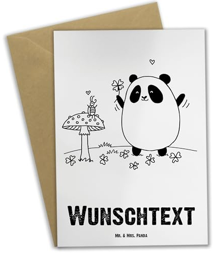 Mr. & Mrs. Panda Personalisierte Karte Panda Glück - Geschenke, Grußkarte, Grußkarten Personalisiert, personalisierbar, individuelle