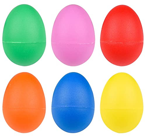 MFUOE 6 Pieces Musical Eggs Shakers Plastic Egg Shaker for Adult Percussion Maracas Egg Shakers with Miniature Iron Sand