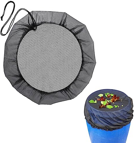 URFEDA Regentonnen Netz,110cm Regentonnennetz mit Gummizug,Regentonne Abdeckung mit Zugkordel,Wetterbeständiger Mückenschutz Regentonne Abdeckung,Schutznetz Regentonne,Schutz vor Mücken Laub,Insekt