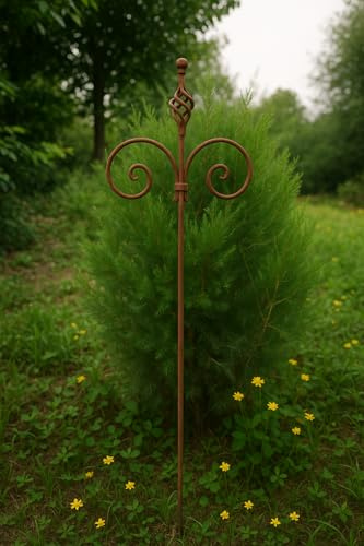 Metall Stäbe Rankstab mit Schnörkeln Edelrost Rost Rankhilfe Gartenstecker Rankstab (032195: B25 H150cm)