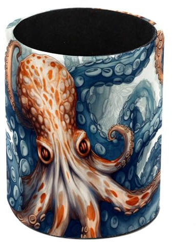 Octopus Long Desk Pen Holder, Pencil Pen Desk Organizers, Pencil Holder Pencil Case Cup Pencil Bag for Desk Office Pen Case for School, Kids