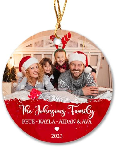 Christbaumschmuck Keramik Weihnachtsanhänger Anhänger Weihnachtsbaumschmuck Hängende Ornamente Weihnachtsdeko Personalisierter 2023 Mit Foto, Einzigartiger Familien-Bilderrahmen Für Individuelle