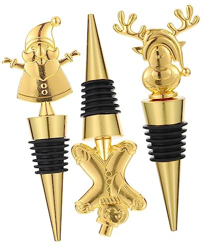 ABOOFAN 3st Weihnachtliche Weinkorken Goldendoodle-zubehör Hochzeitsdeko Golddekor Weindeckel Aus Metall Praktischer Weinverschluss Weinverschlüsse Für Weinflaschen Weihnachtsbedarf Tier