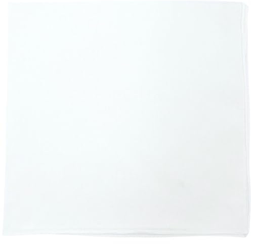 MDSTYLE Bandana 100 % coton uni pour hommes et femmes 55,9 x 55,9 cm mouchoir bandeau écharpe, Blanc, 56cm x 56cm