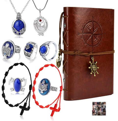 Zaky The Vampir Elena Vintage Leder Notizbuch Daywalking Katherine Halskette Stefan Anhänger Ringe Damon's Schmuck Set mit Aufkleber 20 Stück