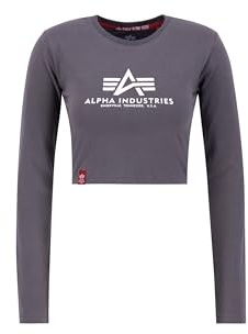 Alpha Industries Basic Cropped LS för kvinnor, Vintage Grey, S
