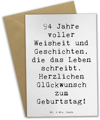 Mr. & Mrs. Panda Grußkarte Spruch 94. Geburtstag - Geschenk, Mama, Hochzeitskarte, feierliche Geschenke, Ansichtskarten, liebevolle Handarbeit, Freundin, Erfahrungen, 94 Jahre feiern, Lieblingsmensch
