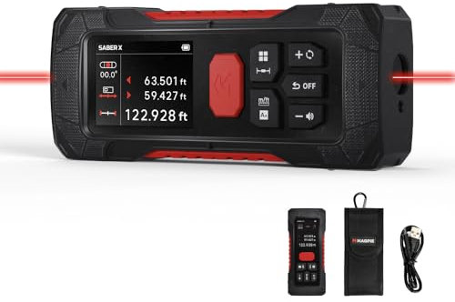 Magpie Saber X: The Dual Laser Distance Meter with Optimum Efficiency 2mm, The Bilateral Laser Measuring Tool with Angle Sensor, Measuring Upto 262ft (80m) with Precise Laser.