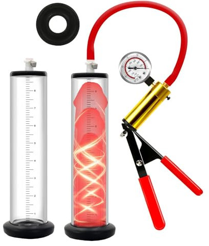 Penispumpe Manuelle Penis Pumpe mit Metallgriffen Penies Pump mit Druckmesser Penispumpen mit Zifferblättern zur Transparenten Visualisierung Sex Spielzeug Schwanzvergrößerung Männer (44mm)