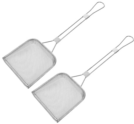 MOLUCKFU 2 Piezas Colador De Araña Cuadrado De Malla Fina Colador De Acero Inoxidable Cucharón Para Colar Aceite Para Freidora Con Mango Para Cocinar Cuchara Desnatadora De Acero Inoxidable