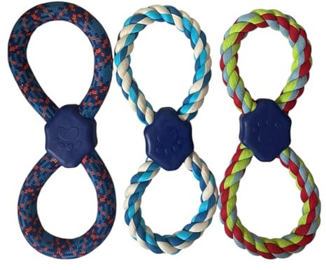Dog Rope Toy, Figure 8 Design, 40 cm Heavy Duty Tug Toy for Fetch, Assorted Colours 1 piece sent